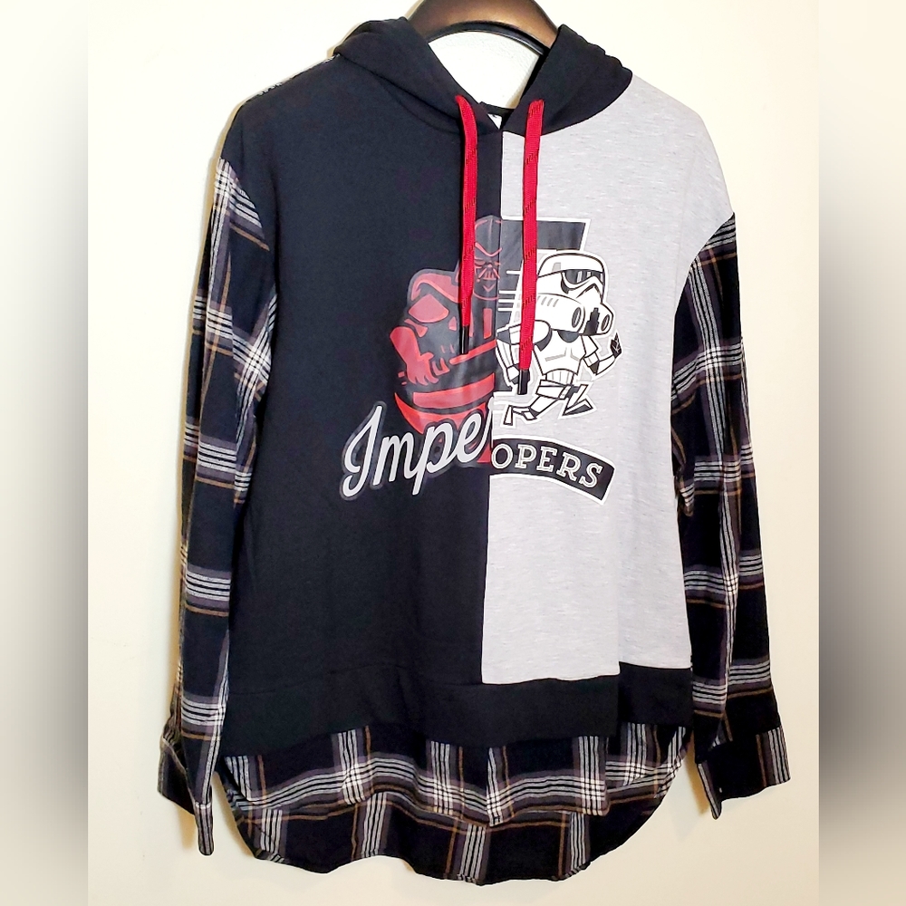 Disney Parks Star Wars Imperial Storm Troopers Patchwork Adult Unisex Hoodie Md
